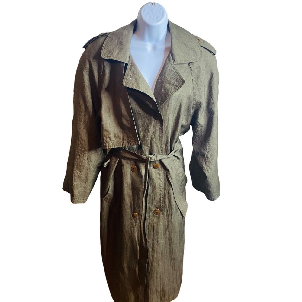 Raingear brown button front trench jacket size 12P